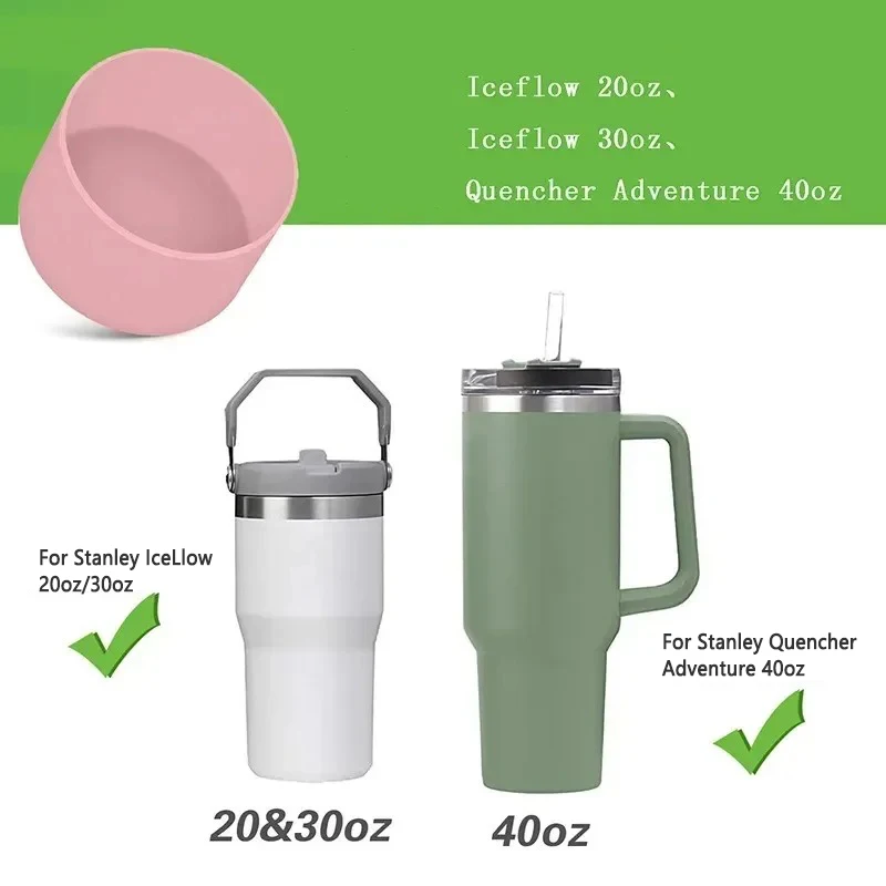 2PCS Silicone Boot Bottom Sleeve Cover for Stanley 40oz Tumbler Quencher Adventure and Ice Flow Flip 30 Oz 20 Oz Water Bottle