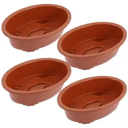 4 Pcs Indoor Plant Pots Plastic Flower Bonsai Tray Seedling Succulent Household Planter Planting