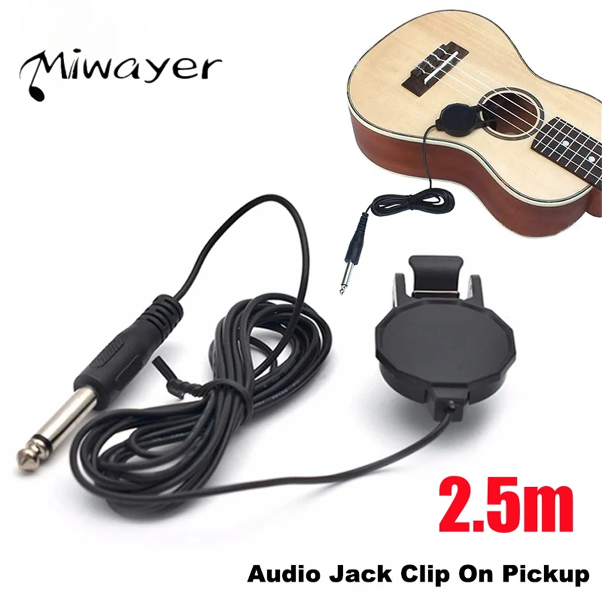 Audio Jack Clip On Pickup for Acoustic Guitar\\Mandolin\\Bouzouki\\Violin\\Banjo\\Ukulele Length 2.5 M Sound Pickup Transducer