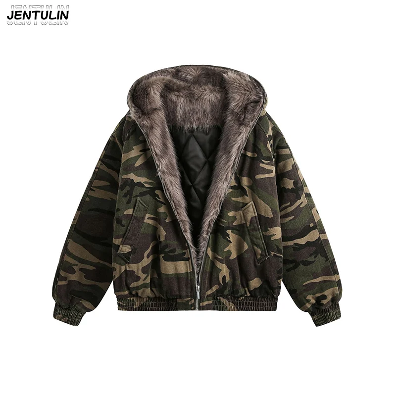 

Men Winter Jackets Camouflage Thicken Warm Parkas Coats Fur Collar Padded Jackets Streetwear Harajuku Hip Hop Jackets Outwear