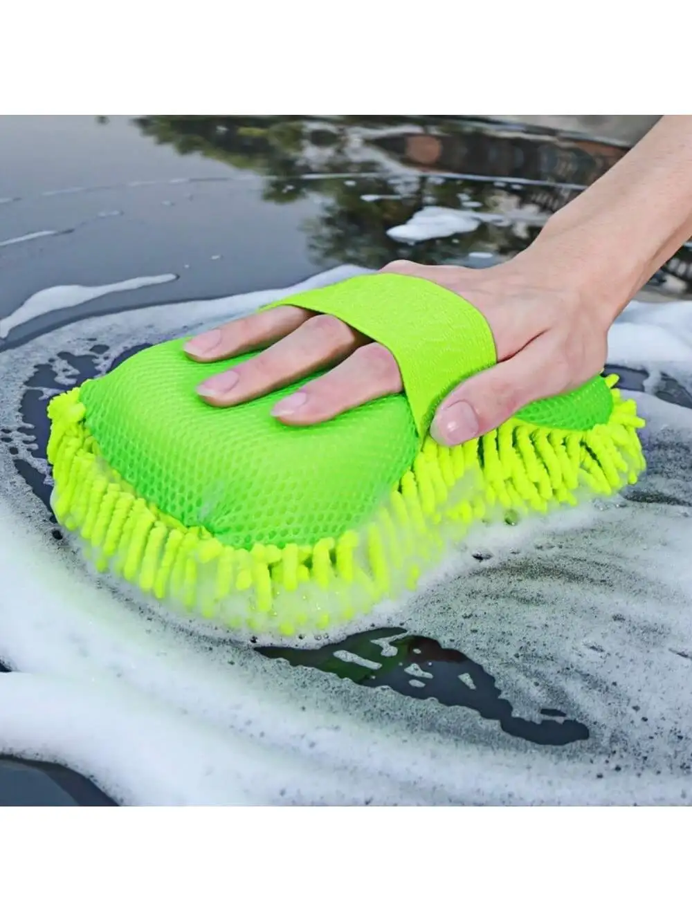 1pc Car Wash Mitt, Microfiber Washing Sponge, Ultra Absorbent Microfiber Cleaning Brush For Car And Boat Cleaning