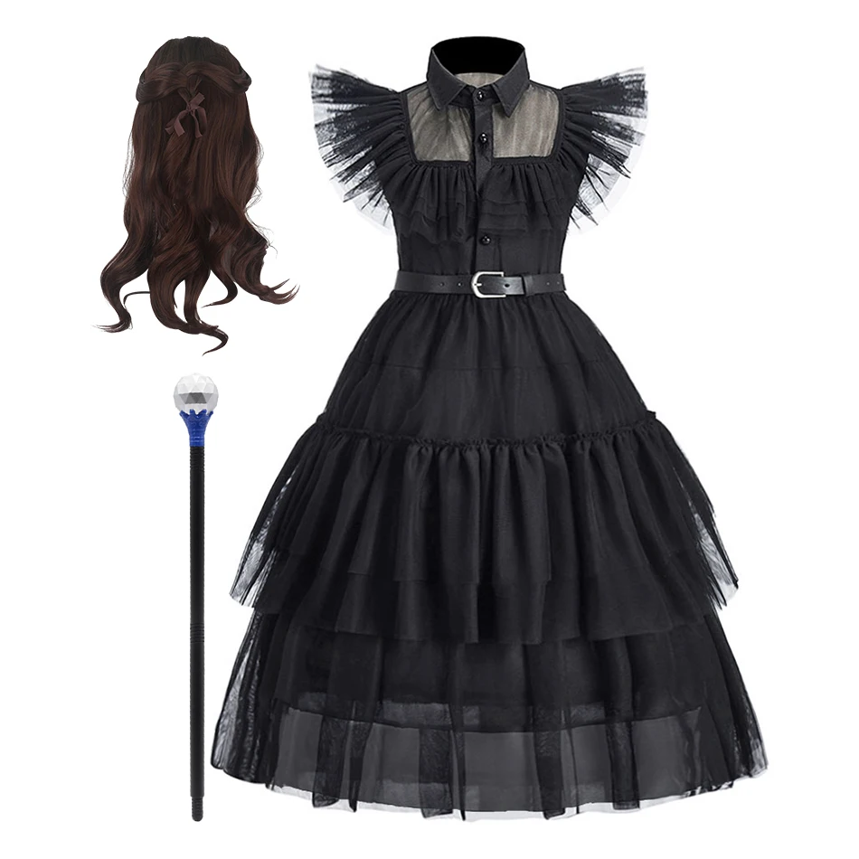 

Kids Family Princess Dress Christmas Adams Dark Lolita Clothes Girls Party Dresses Halloween Wednesday Cosplay Girl Costumes