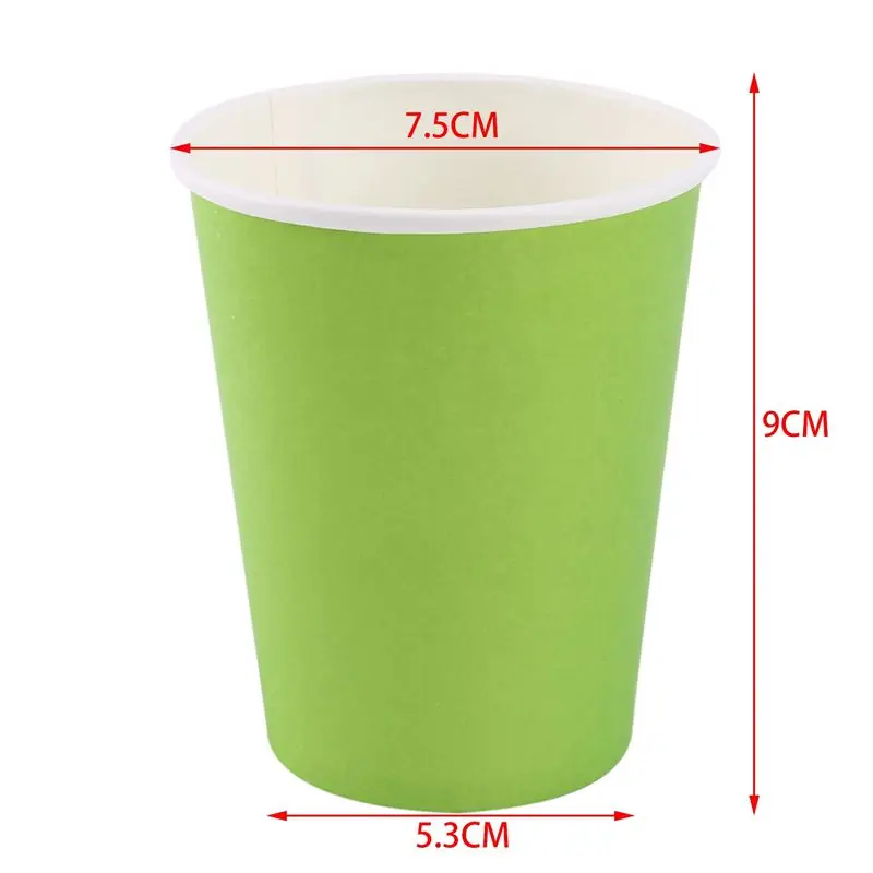 BHBD-80 Paper Cups (9Oz) - Plain Solid Colours Birthday Party Tableware Catering(Green)
