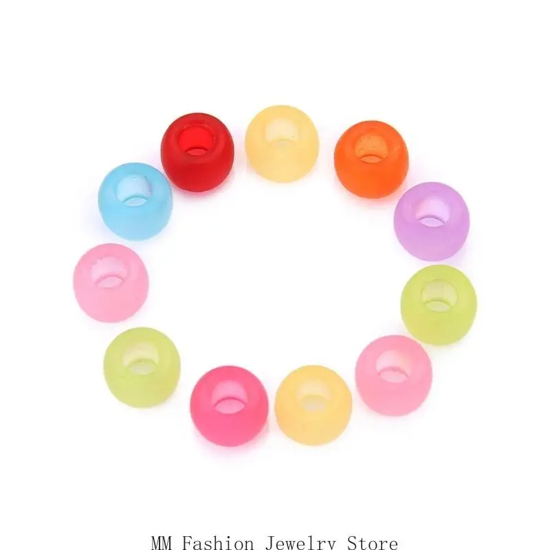 D0UB 200 個ダークアクリルヘアビーズ子供女の子三つ編みラウンドとカラフルな編みビーズアクセサリー