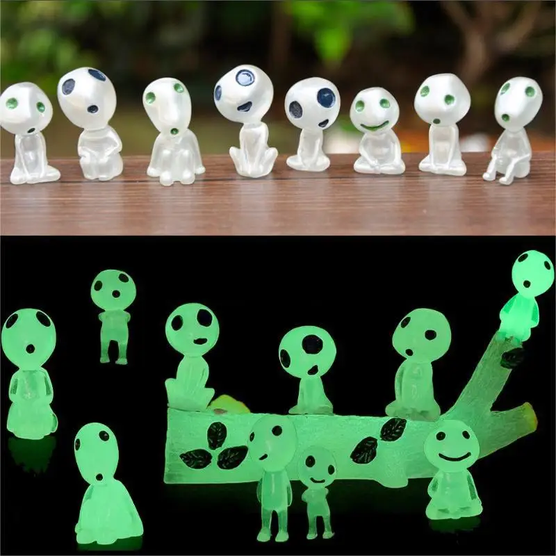 10Pcs Luminous Tree Elves Mononoke Micro Landscape Figure Ornament Glowing Miniature Gardening Potted Decor