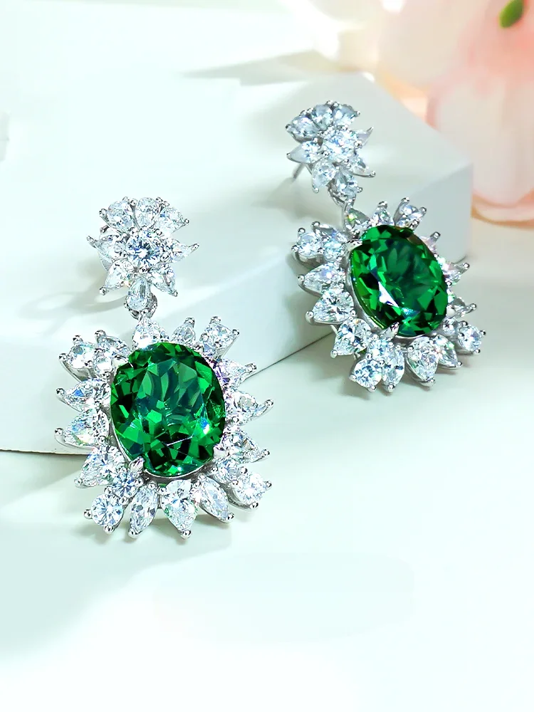 

New Flower Earrings 925 Sterling Silver Inlaid Jewelry Light Luxury Earrings Versatile and Elegant Style