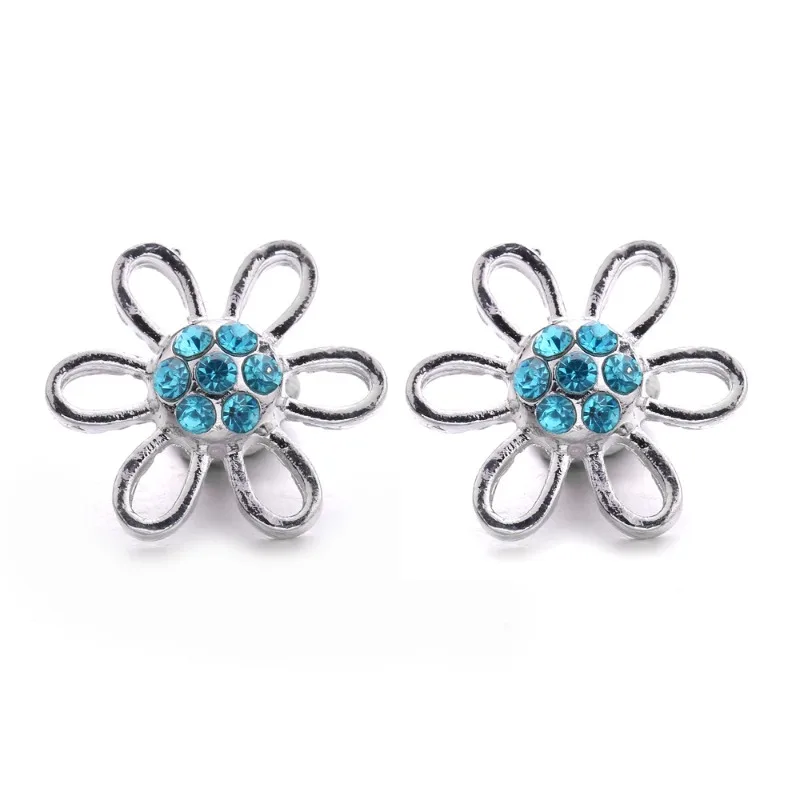 

20PCS/lot Hollow Flower Crystal Rhinestone Metal 12mm Snap Buttons Jewelry Fit Snap Bracelet Earrings
