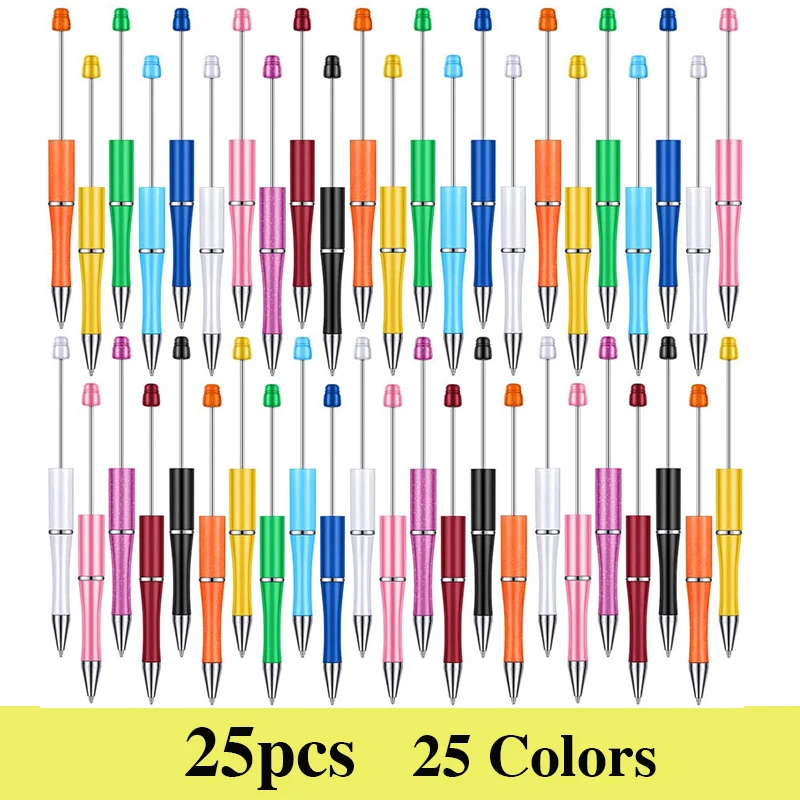 

25Pcs Plastic Beadable Pens Bead Pens for DIY Making Kit for Pens Beaded Pens for Office School Kids Students Nurse