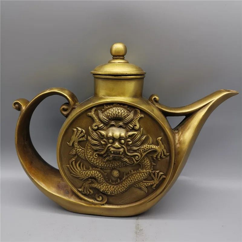 Guyunzhai Grey Grey Teapot Double Dragon Pot Home Decor Antique Distracted Crafts