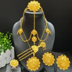 African Traditional Wedding Sets Necklace Earrings Ring Wedding Ornaments for Ethiopia Eritrea Goods Nigeria