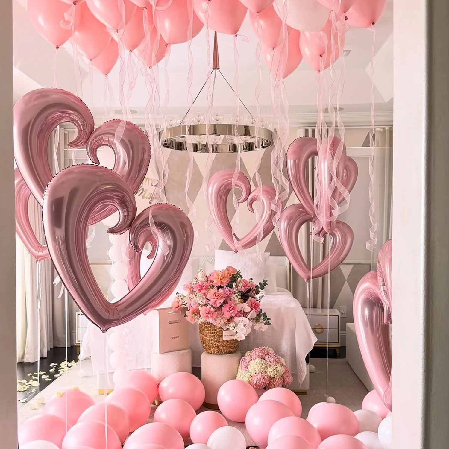 Globo de papel de aluminio con gancho de 36 pulgadas, globo de papel de aluminio en forma de corazón, decoración de cumpleaños y aniversario del Día de San Valentín