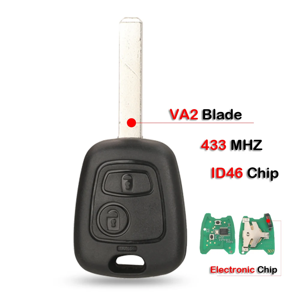 Jingyuqin Afstandsbediening Autosleutel 433mhz ID46 Voor Aygo Peugeot 106 107 206 306 307 207 407 Partner Voor Citroen C1 C2 C3 C4 Saxo Picasso
