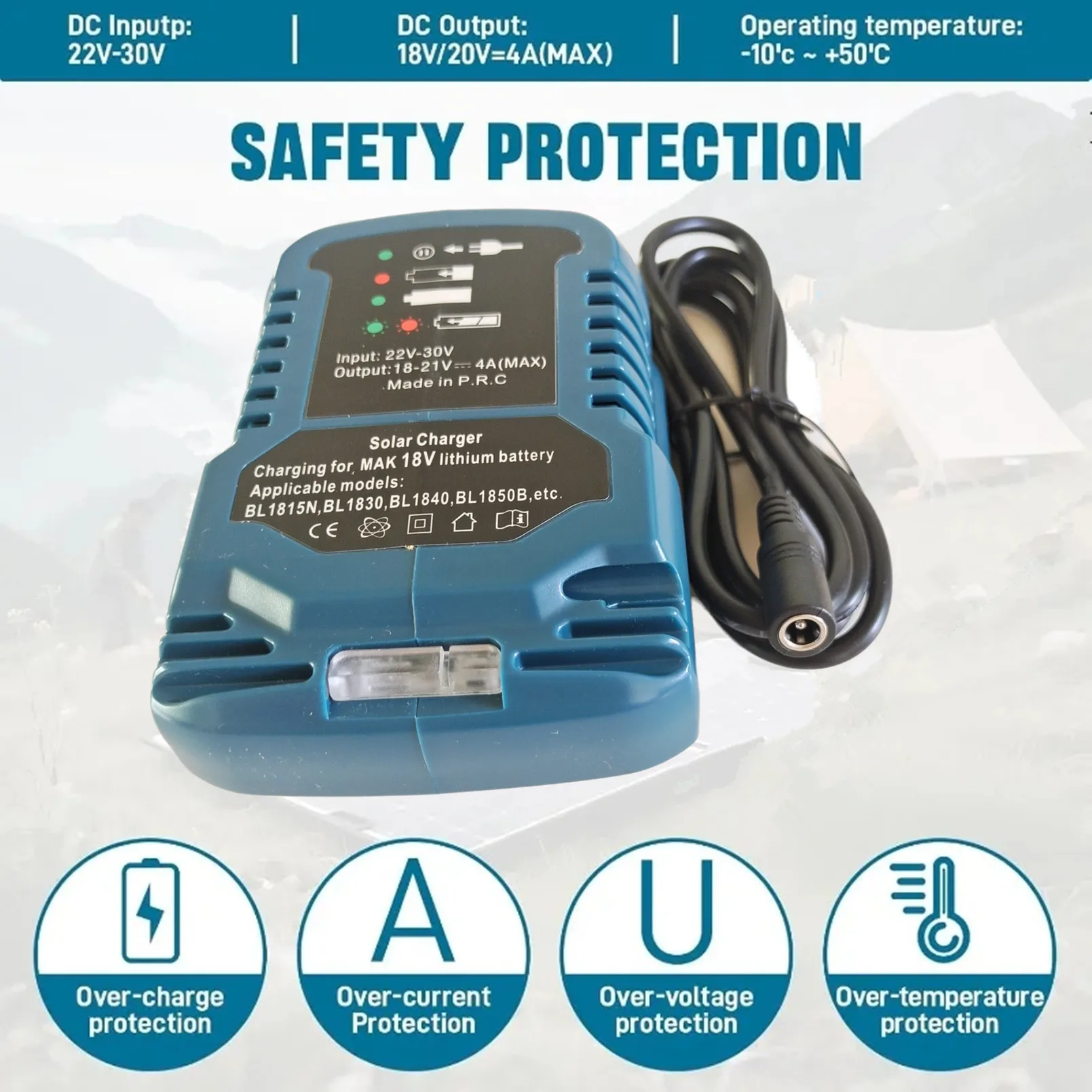 

Solar charger for Makita 18V BL1815 BL1830 BL1840 BL1845 BL1850 BL1860 Li-ion battery Convert Adapter solar panels to for Makita