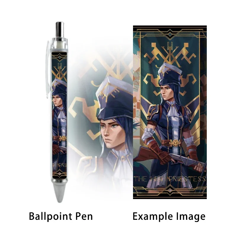 

2PCS Caitlyn Piltover Sheriff Arcane League of Legends Tarot Card Pattern Ballpoint Pen Black Refill Stationery School Supplies