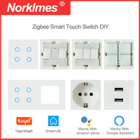 EU Standard Glass Panel 1/2/3/4Gang zigbee Switches Spare Parts USB Wall Socket Smart App Tuya Smart Life Alexa Alice Control