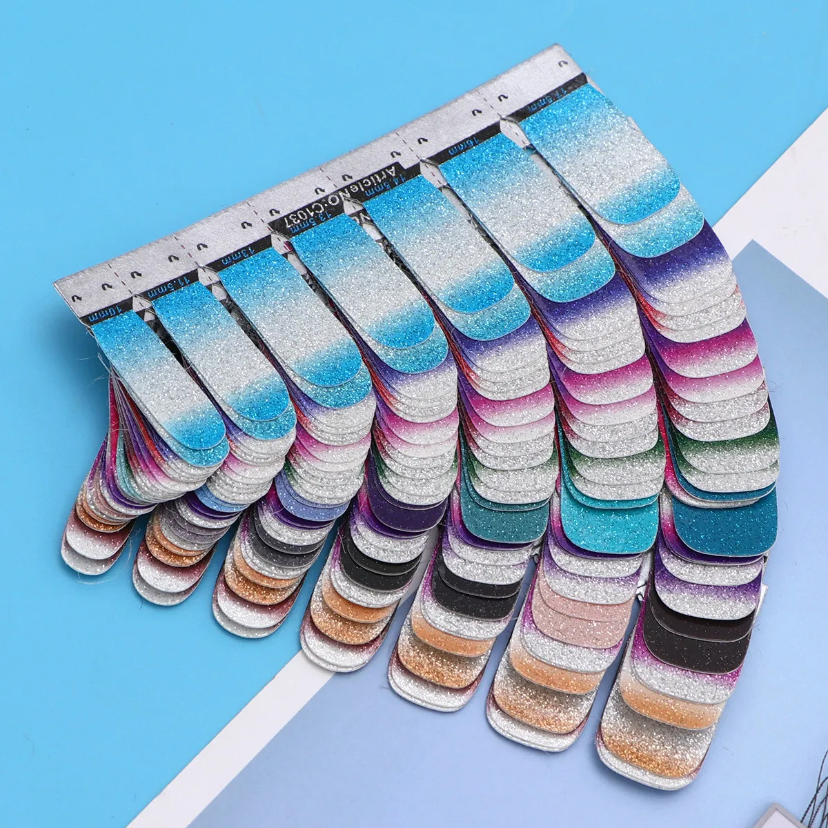 

14Pcs Glitter Powder Nail Stickers Gradient Color Nail Art Decals for Women Party Birthday Holiday Fashionable Nails Decoration