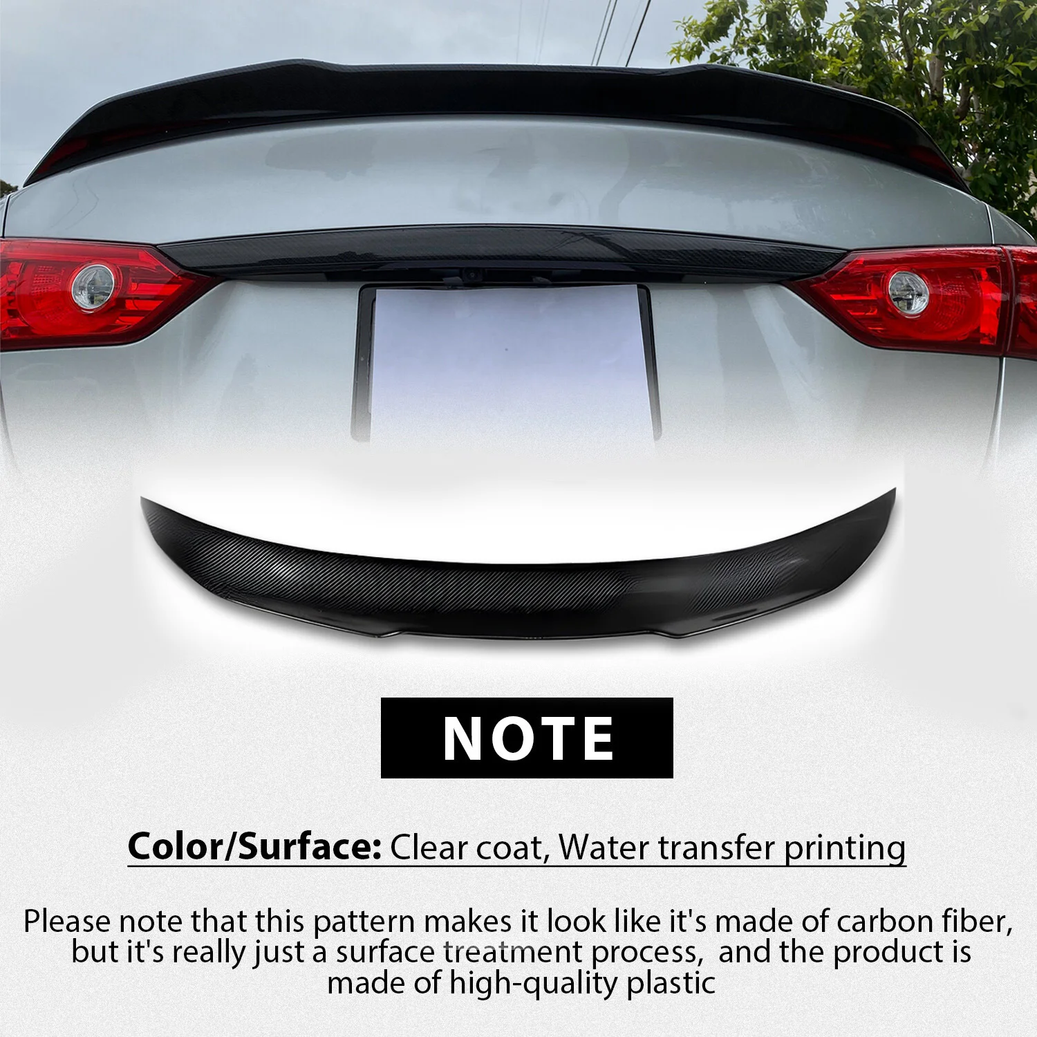 For Infiniti Q50 2014-2021 Rear Trunk Spoiler Wing Lip Bumper Splitter Tail Fin Duck Tail Shark Fin Body Kit Tuning Auto Parts