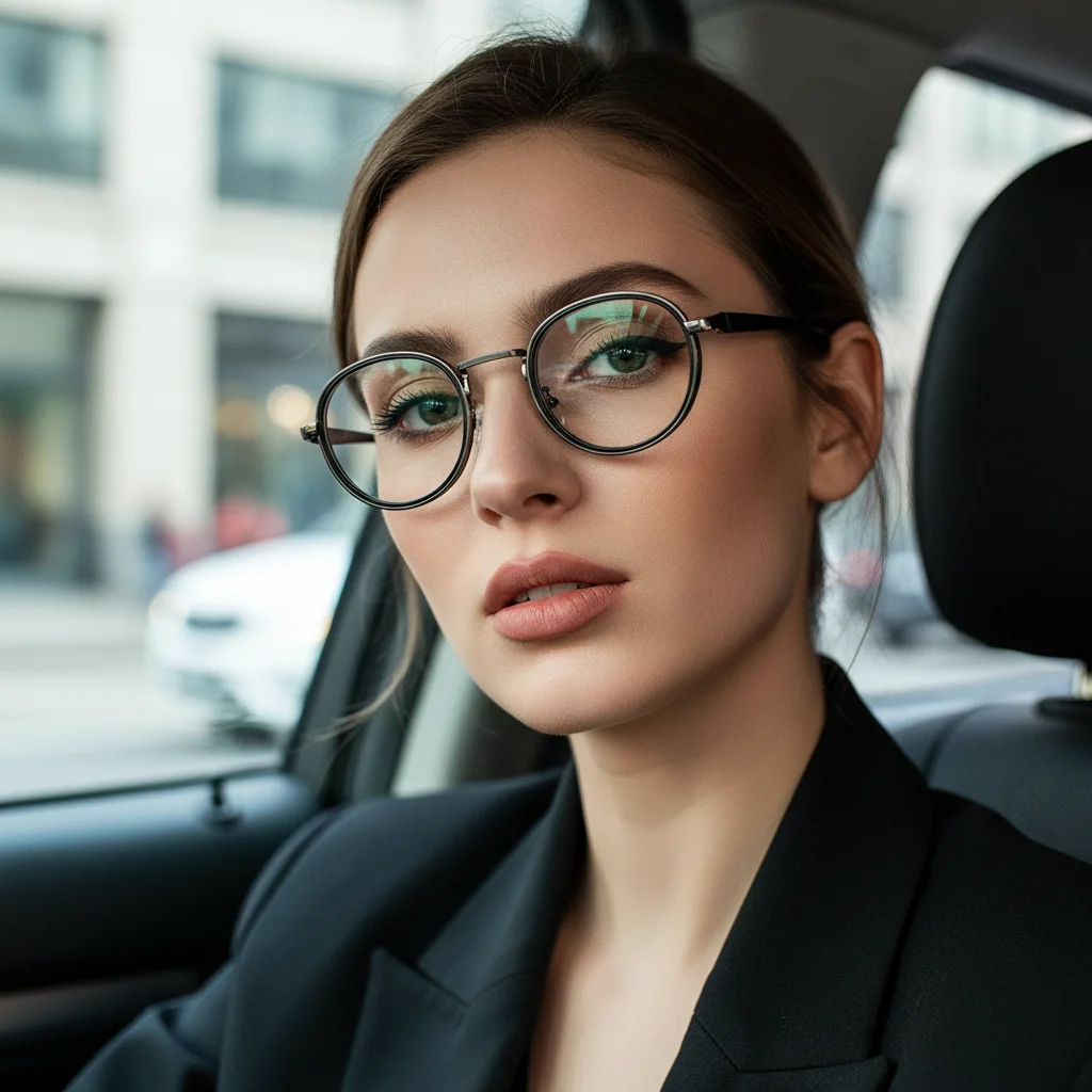 Anti-Blaulicht-Brille – Stilvolle runde Fassungen, hochwertiges Metall, geeignet für Männer und Frauen, als Autofahrerbrille2550