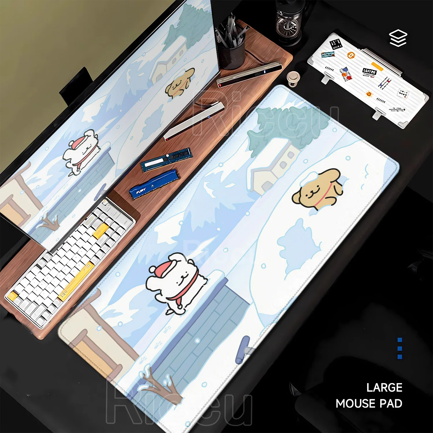 game Kawaii Line Puppy Mouse Pad 90x40cm Laptop Desk Mat XXL Cute Cartoon Maltese Office Nonslip office Keyboard Carpet Mousepad