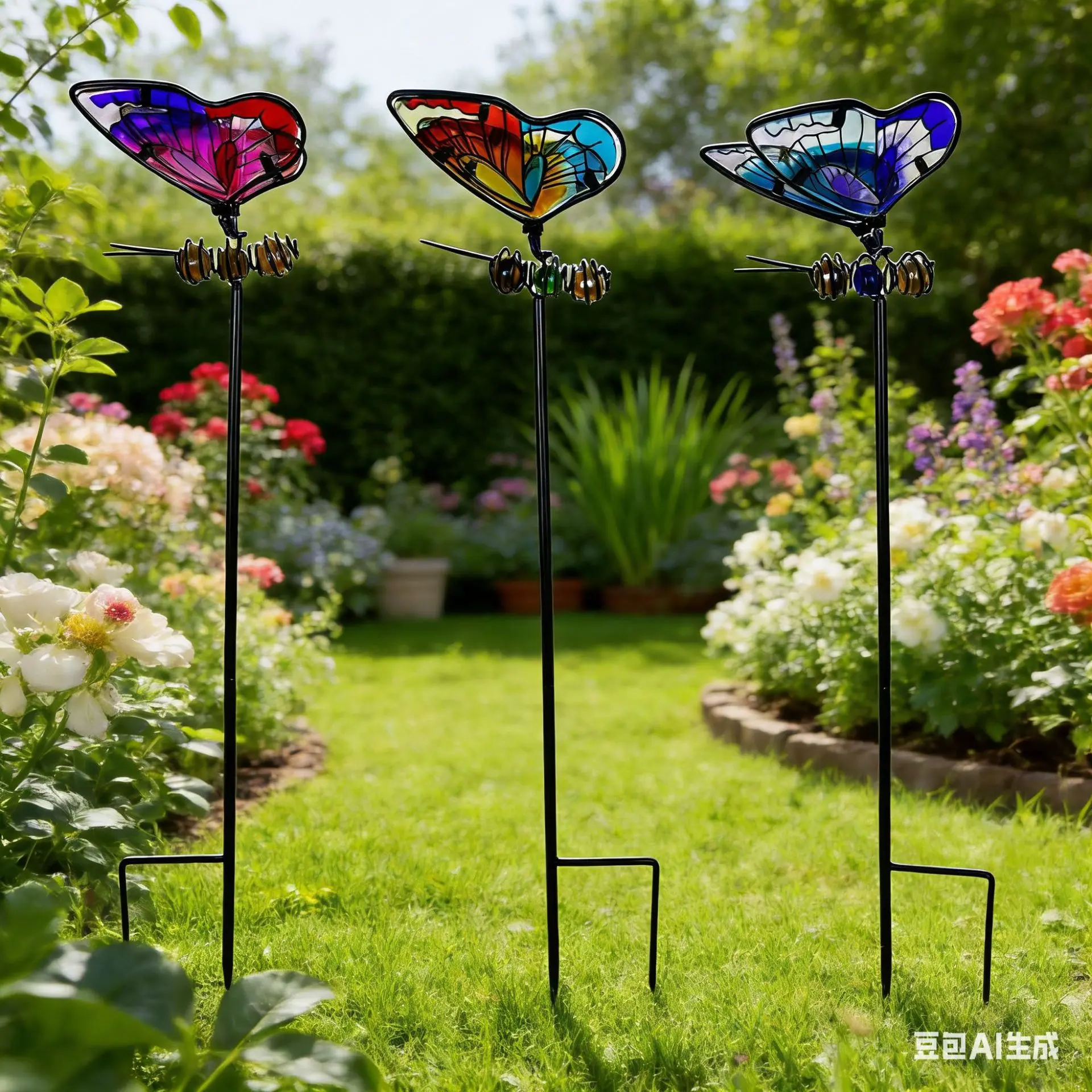 2Pcs/3Pcs Butterfly Garden Stakes, Decorative Garden Stakes, Metal Yard Art for Outdoor Spring Lawn Patio Pathway Decor