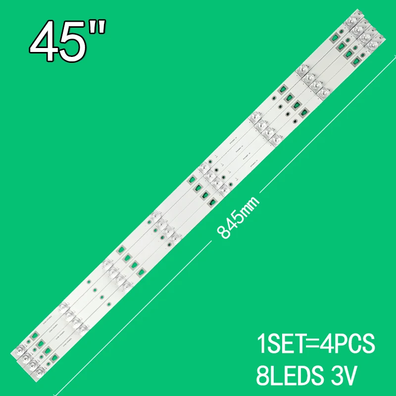 4 Đèn 8Led 3V 845Mm Cho 45 "TV 3P45UM001 A9 3P45UM00 LCD-45SF478A LCD-45SF470A LCD-45SF475A LCD-45TX4100A