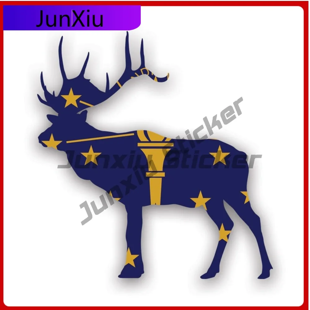 

Wild Minimalist Indiana Deer Shaped Flag Sticker Decal American Made Uv Protected In Stag Hunter Hunting Archery Antlers
