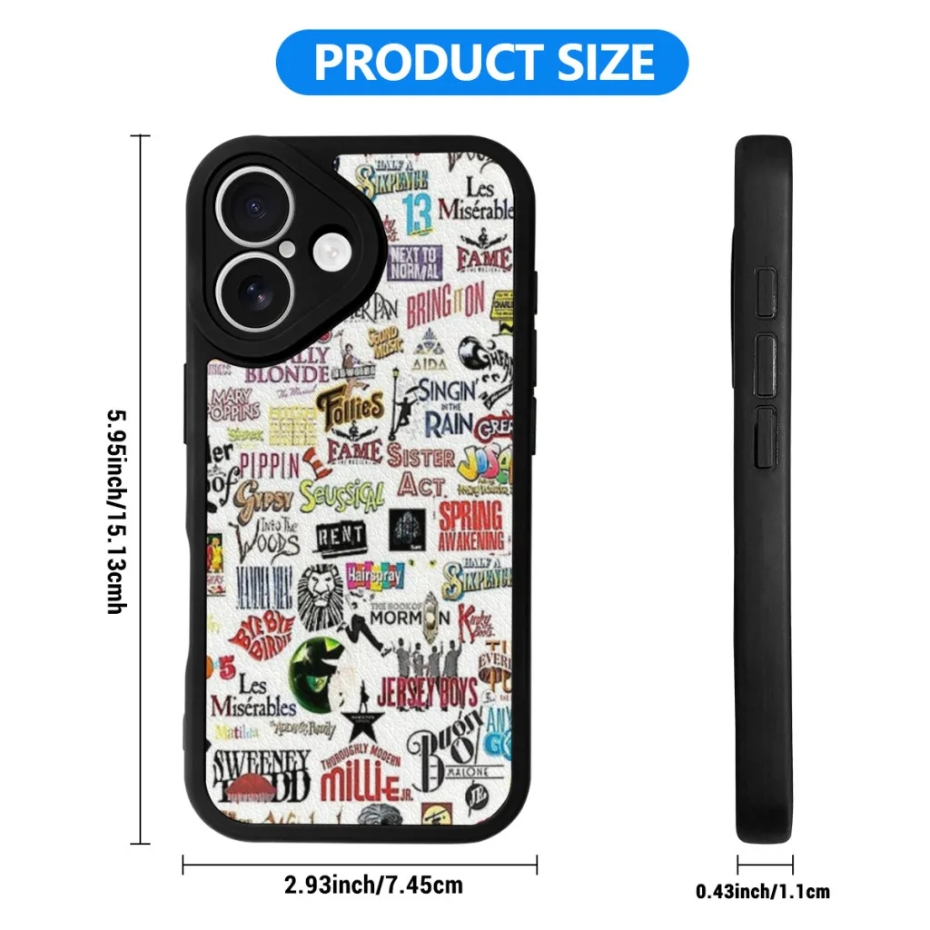 Phone Case For iPhone 16 Pro Max Plus Silicone Skin Case Musical Logos Collage