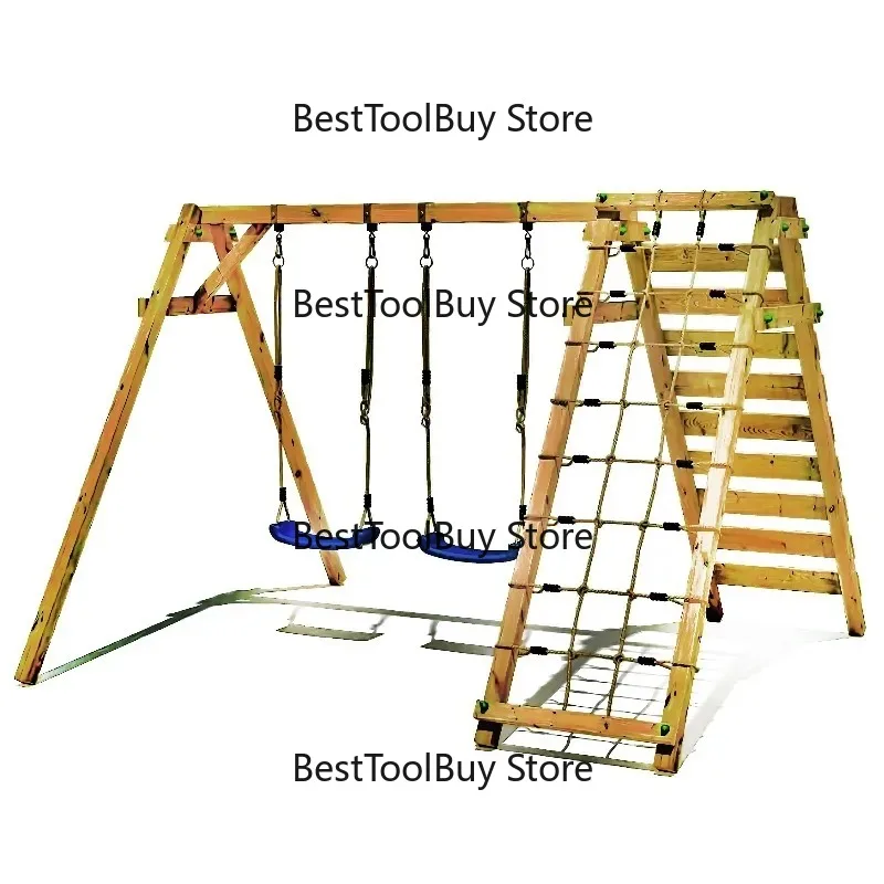 High Quality Wooden Playhouse Swing Kids' Outdoor Playground Set Game House with Ladder Slide for Children's Play