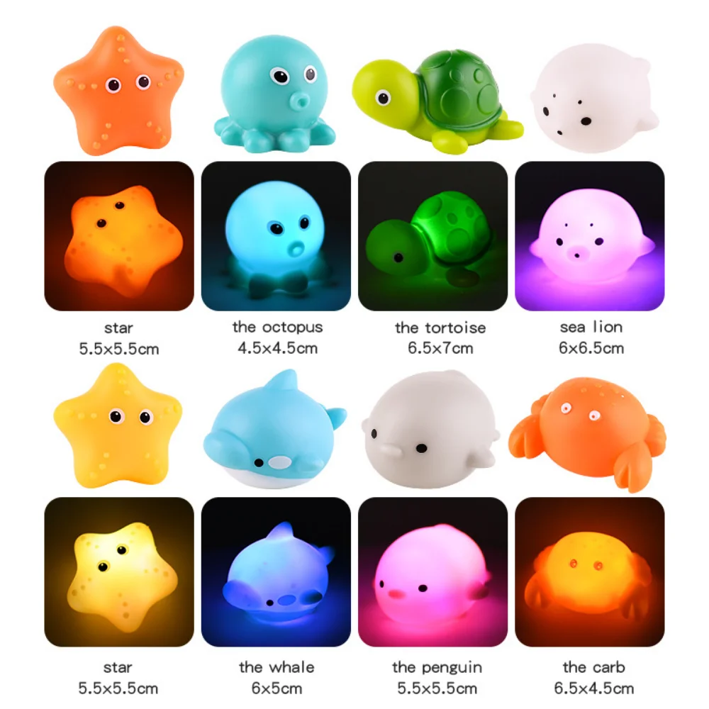 Bébé Mignon Animaux Jouet De Bain D'eau De Natation LED Allume Jouets Flotteur D'induction Lumineuse Grenouilles Jouet pour le Jeu De L'eau D'enfants Cadeaux Drôles