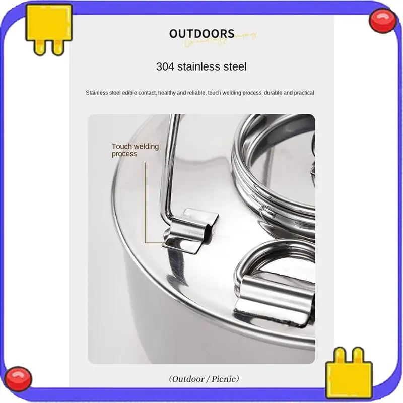 

304 Stainless Steel Camping Kettle Portable Outdoor Camping Stainless Steel Copper Bottom Kettle Picnic Tea Kettle