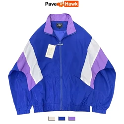 Mens Retro Windbreaker Jacket Spring Color Block Sportswear Coats Women Fashion Loose Thin College Jackets Patchwork Outwear New