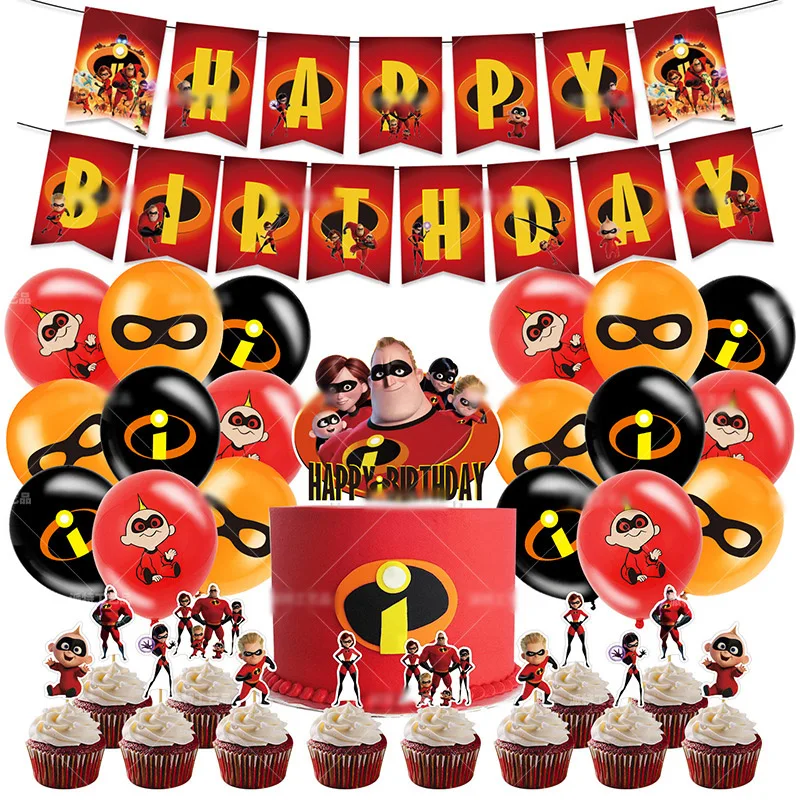 

Cartoon The Incredibles Theme Birthday Party Decorations Disposable Tableware Set Banner Baby Shower Decor Supplies Girl Gift