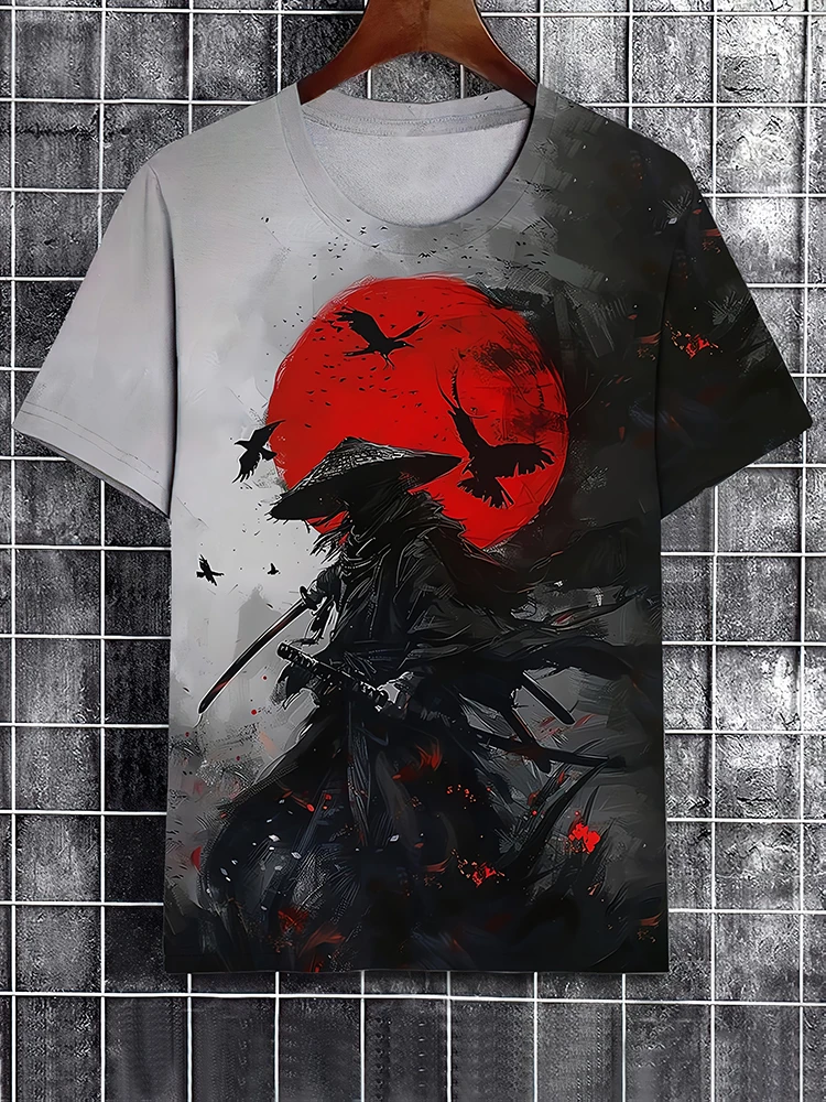 2026 New Design Eastern Style 3D Printed Embroidery Men's Round-neck T-shirt Summer Daily Casual Men's Short-Sleeved Shirt