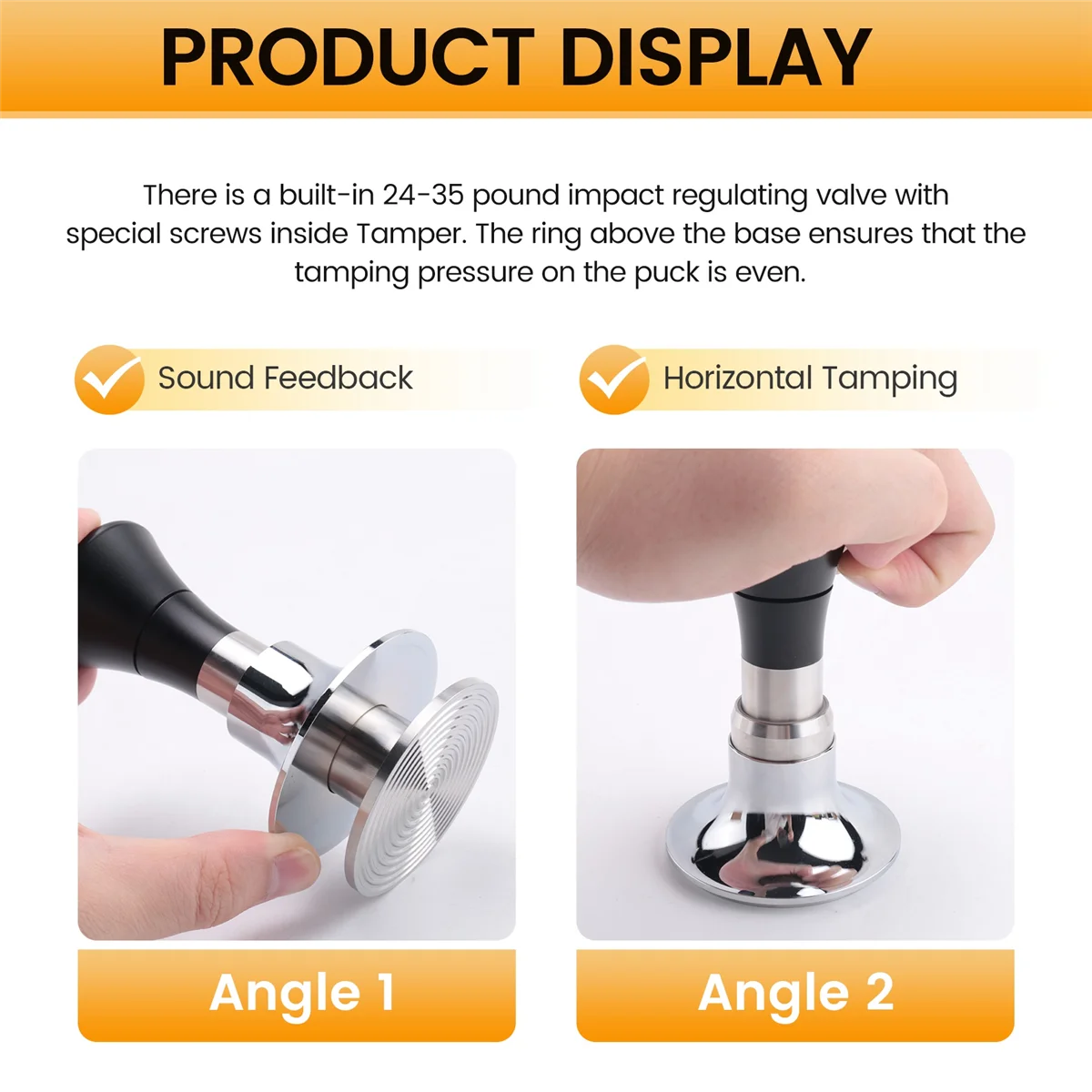 Новый калиброванный темпер для эспрессо, темпер для кофе с регулируемым давлением 24–35 фунтов, пружинный темпер 58 мм