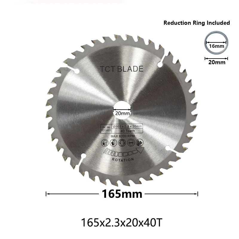 XCAN 165mm Cirkelzaagblad TCT Carbide Zaagblad Voor Houtbewerking Snijgereedschappen Hout Slijpschijf 24/40/48/60T