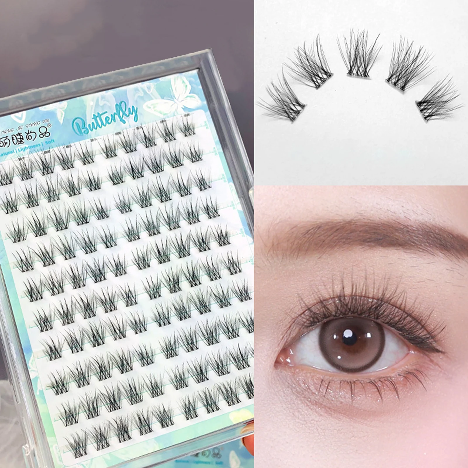 Tägliche Wimpern-Cluster, natürliche, dünne falsche Wimpern, kleberfrei, realistische falsche Wimpern, perfekt für nächtliches Augen-Make-up