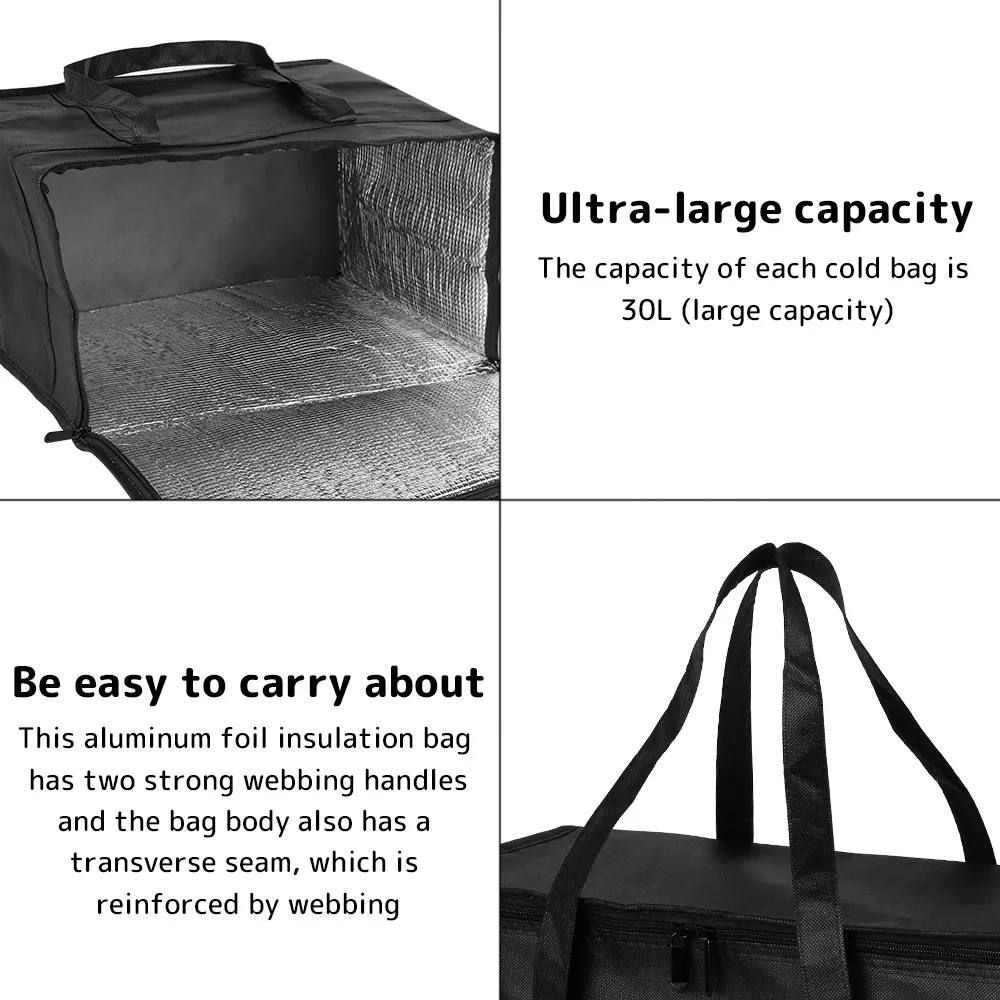 30L Portable Insulated Cooler Bag Leak-proof Food Delivery Bag Foldable Food Thermal Tote Bag for Picnic Beach Camping Work Trip - view 5