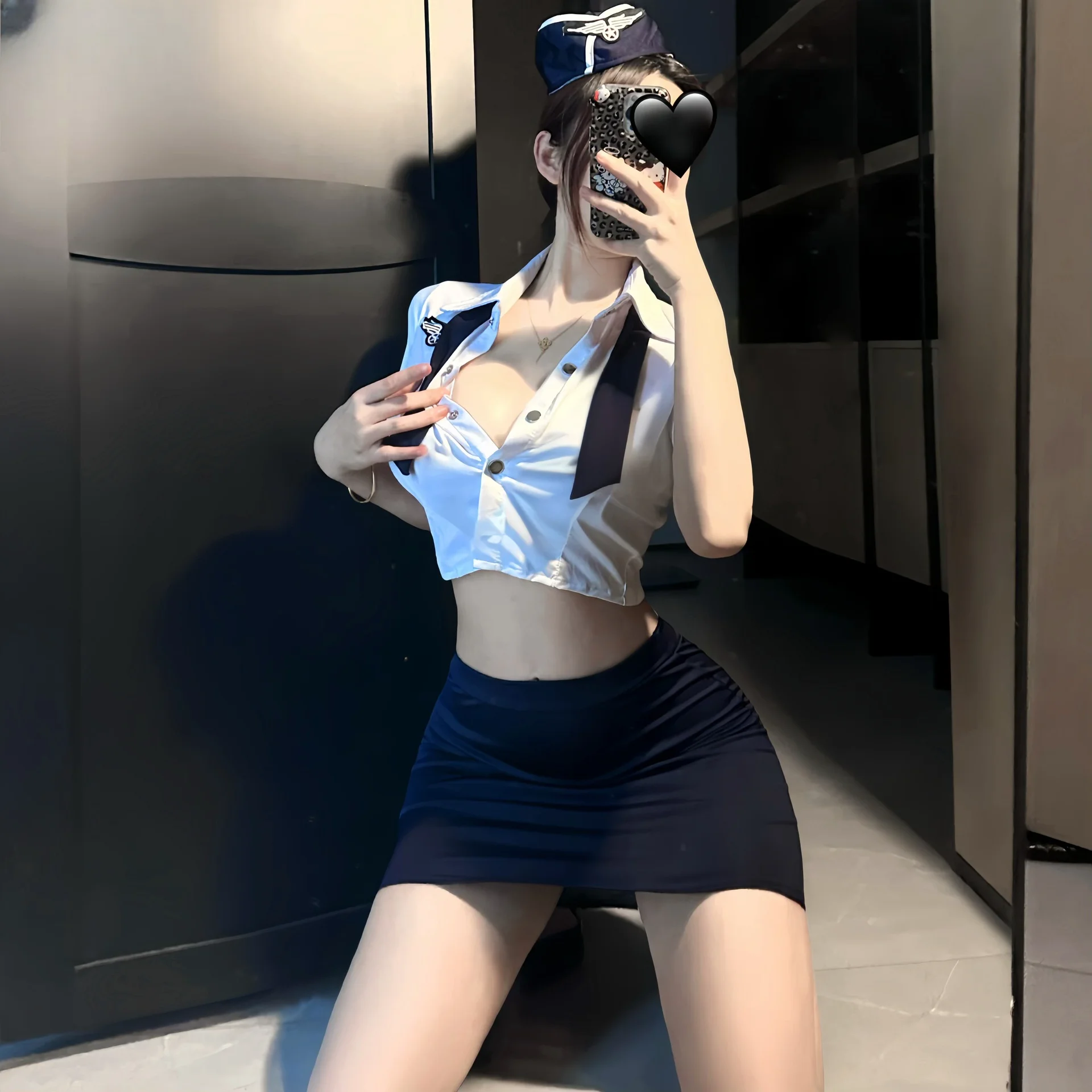 

369bibi Sexy Flight Attendant & Police Role-Play Lingerie Set - Nightclub Skirt & Office Seductive Costume