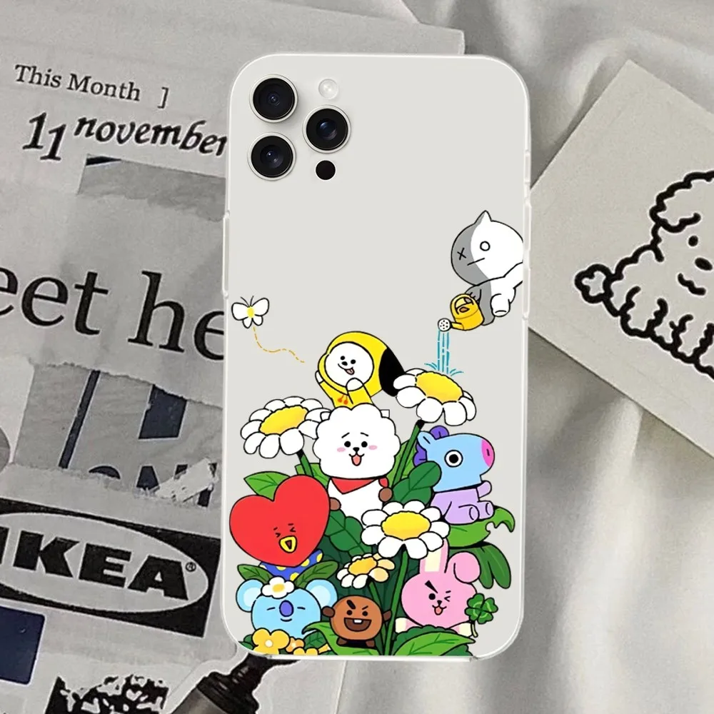 BEAST KINGDOM Cartoon B-BT21 Phone Case For iPhone Mini Plus 11 13 12 14 15 16 Pro XS Max Transparent Shell