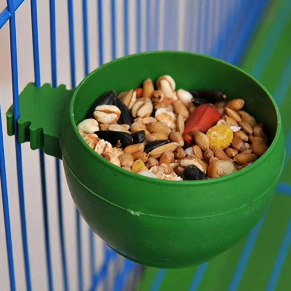 Bird Bowl Round Plastic Bird Feeder Parrot Food Water Feeder Hanging Bowl Bird Quail Cage Feeding Cup Food Case Box For Parakeet