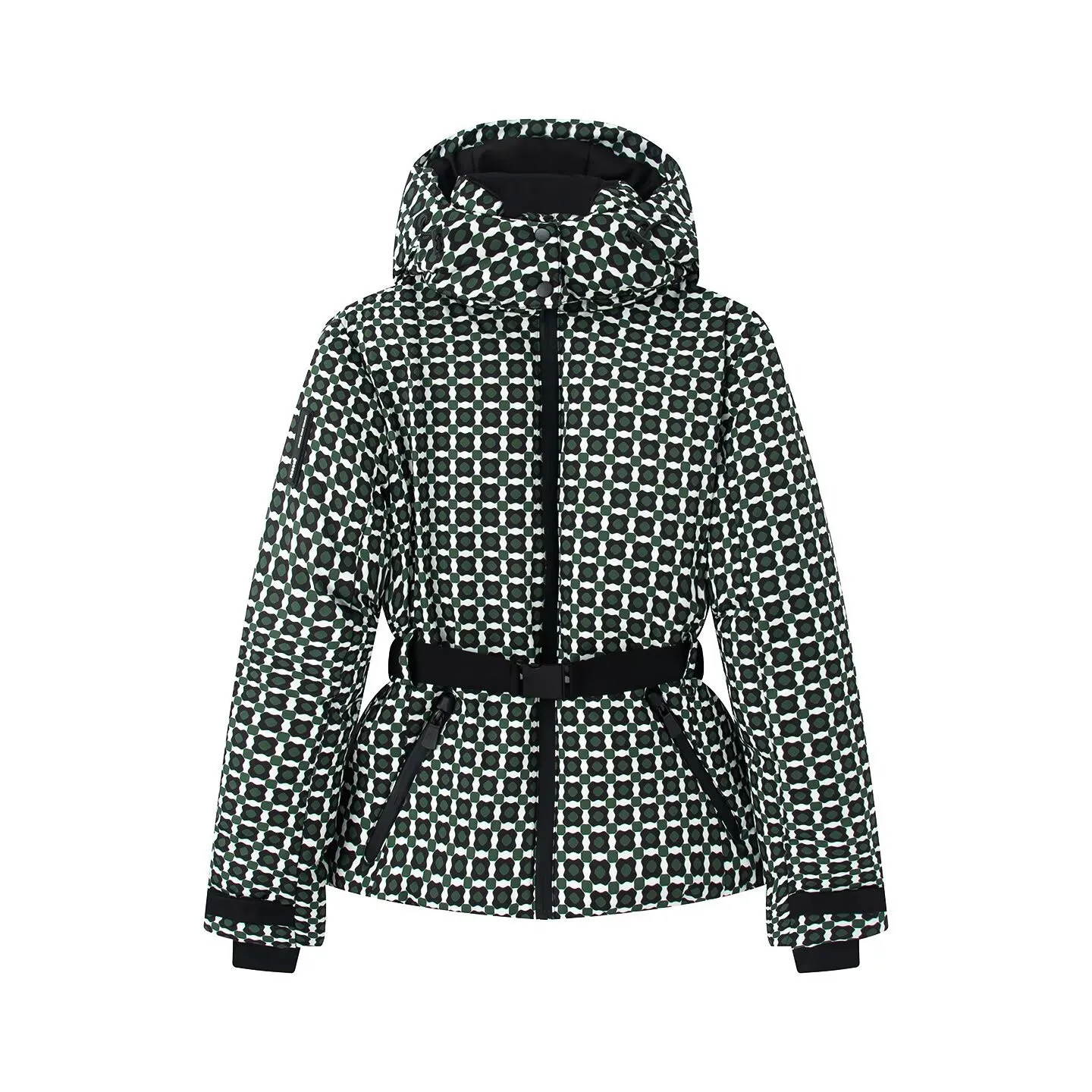 Regular Fit Thick Belt Regular Length Commuter Style with Zipper Front Closure Mid Length Long Sleeves Puffer Jacket for Women