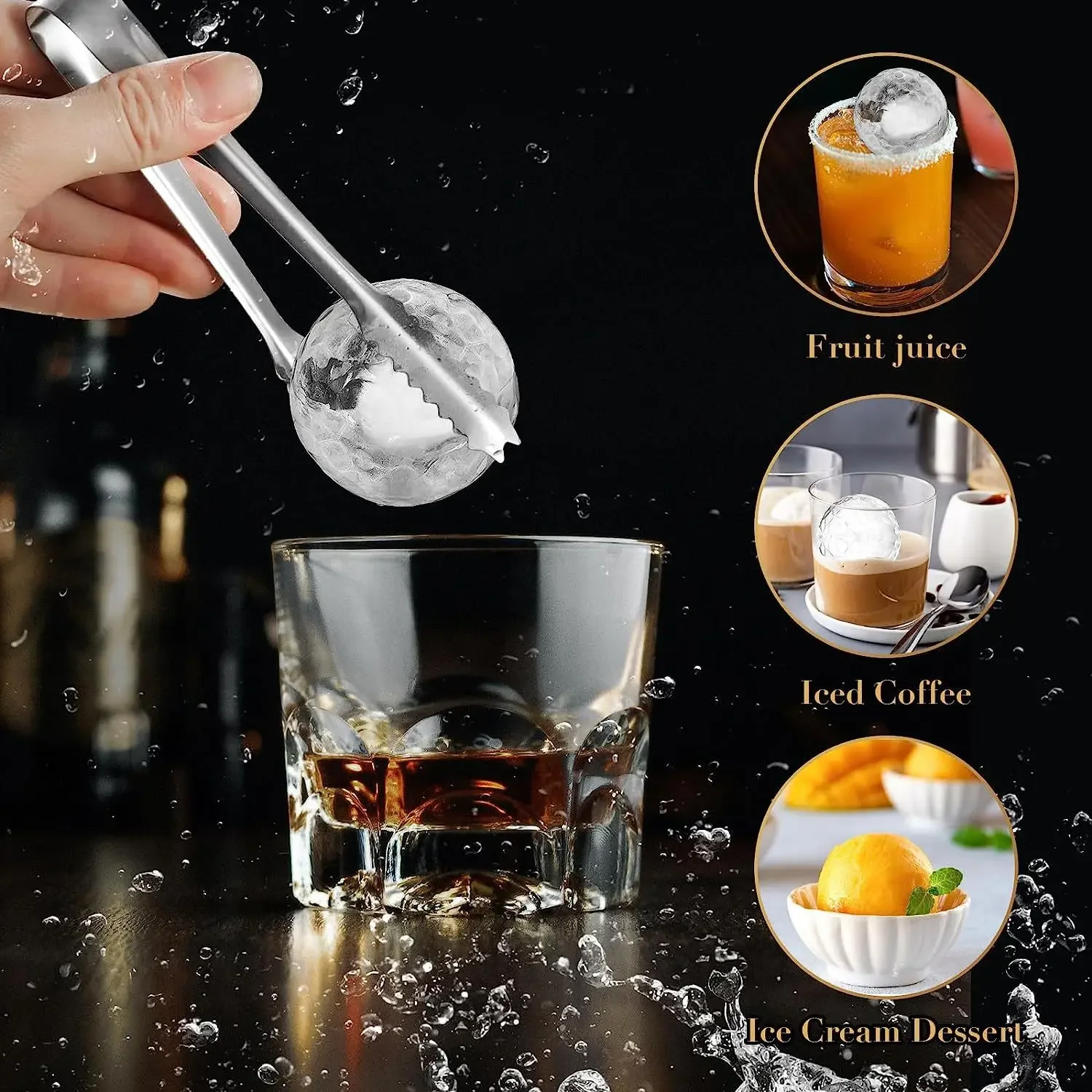 Food Grade Silicone Ice Ball Maker 3D Baseball Golf Hockey Shape with Built-in Funnel Easy Release No Plastic Sphere Mold