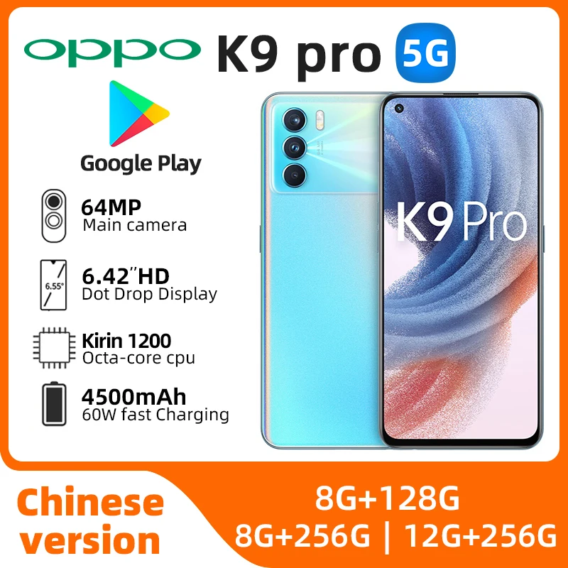 Oppo K9 Pro 5G Mobile Phone 64.0MP 4 Cameras Full Screen AMOLED 6.43