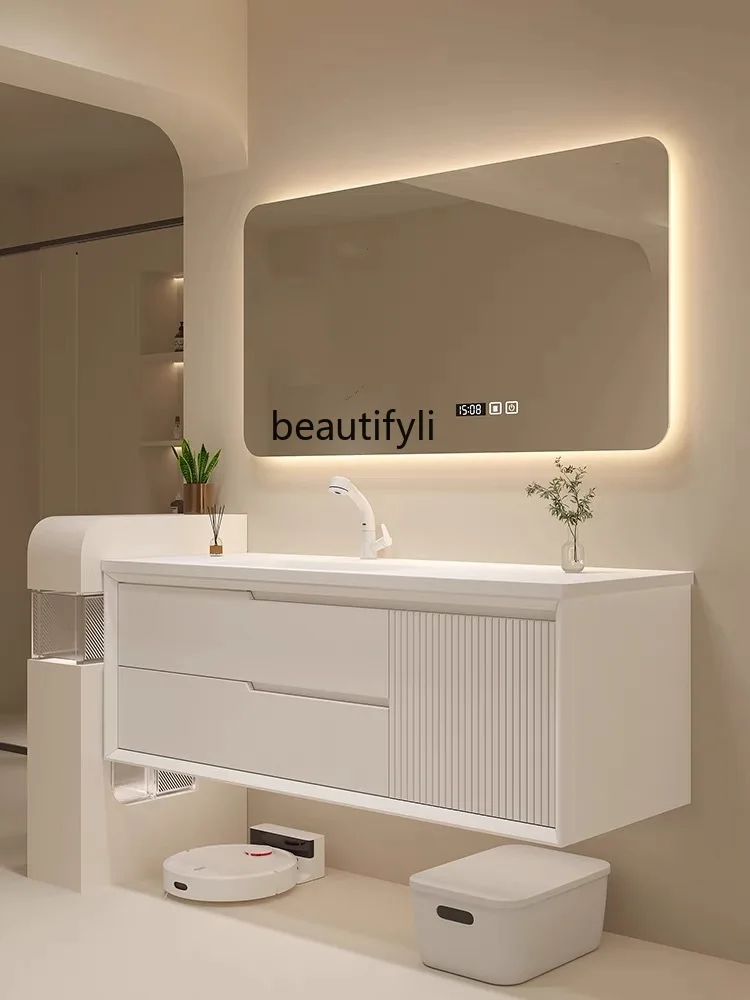 Whole Washbin Oak Bathroom Cabinet Combination Light Luxury Washstand Washbasin Cabinet Customization