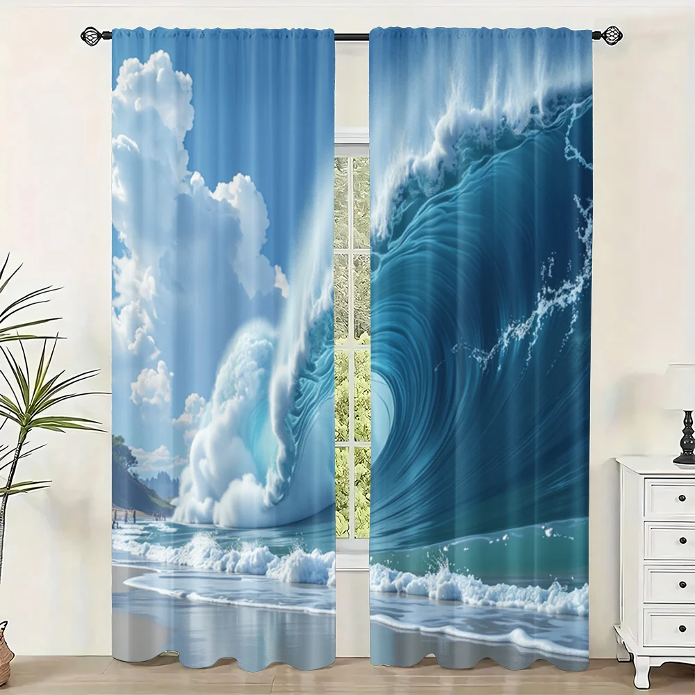 2pc,  Party Curtain The Great Separation of the Red Sea Polyester,Without Electricity Holiday Decorations for Home Daily Decor