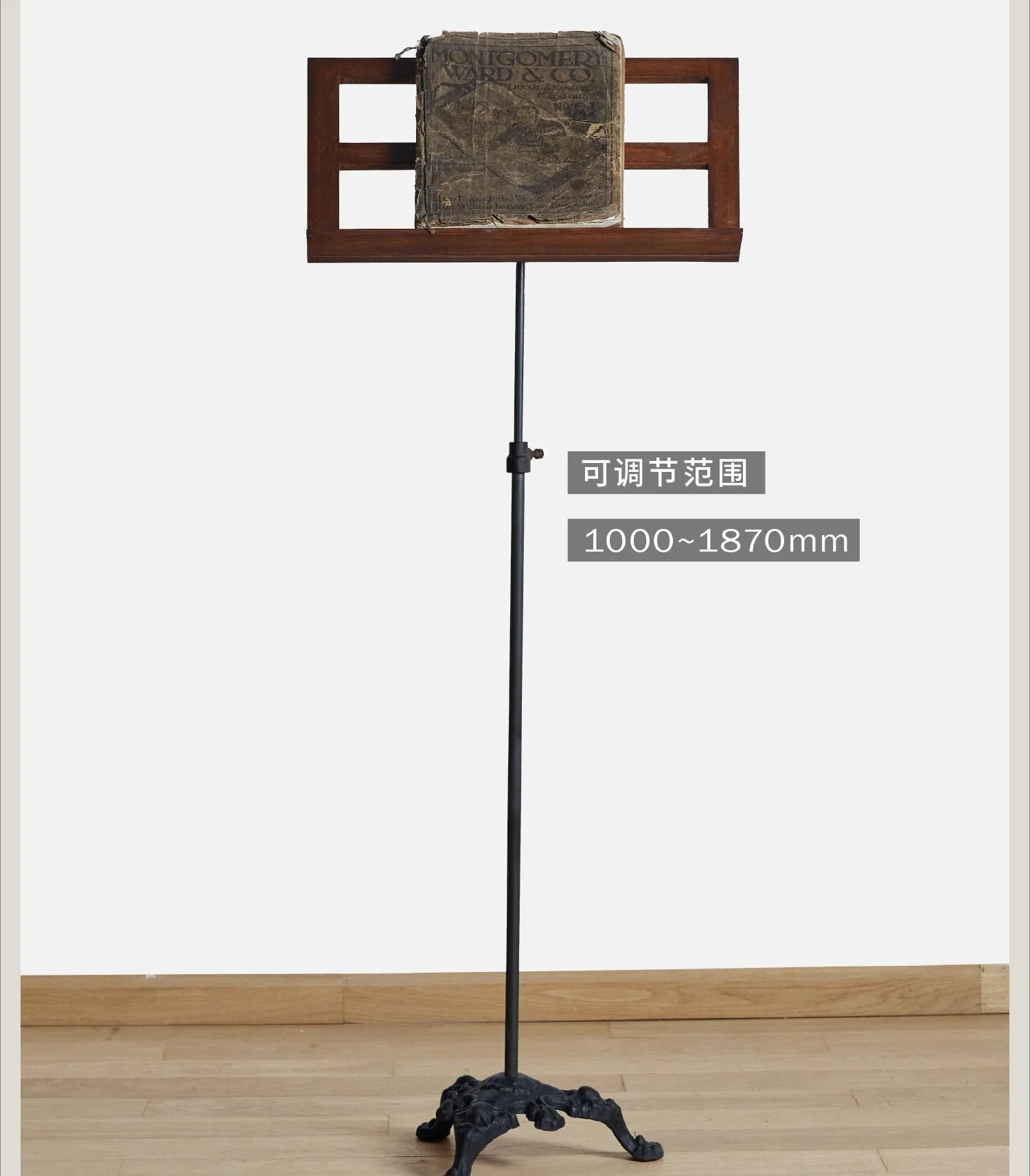 Industrial style retro wrought iron solid wood choir stand display rack, billboard vertical bracket floor decorative rack