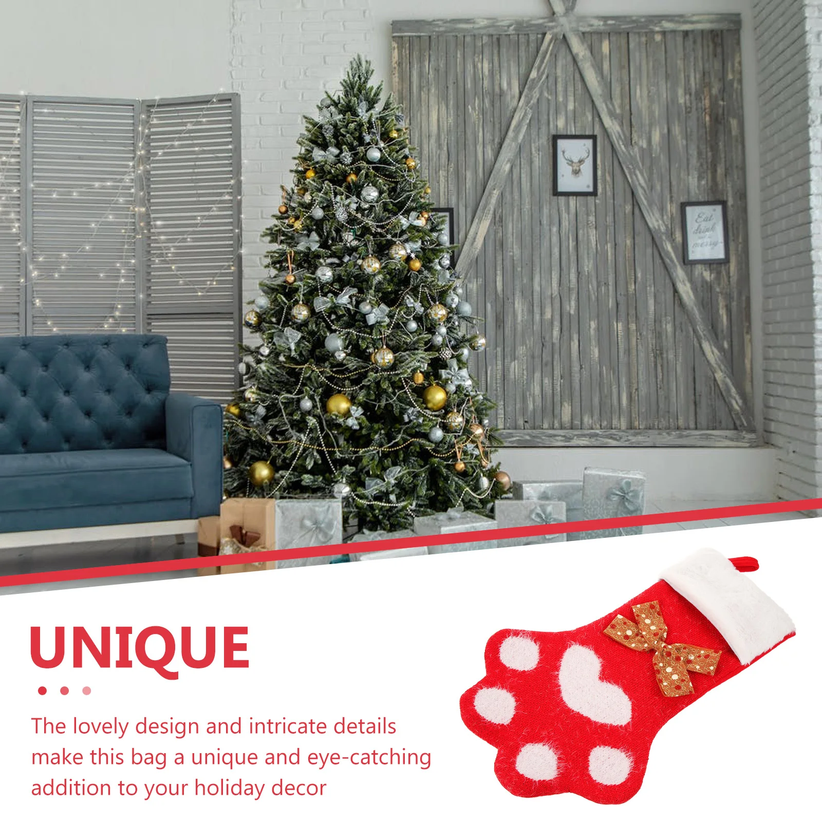 

Dog Paw Sock Christmas Hanging Decoration For Xmas Tree Fireplace Holiday Party Decorative Candy Gift Bag Xmas Stocking Decors