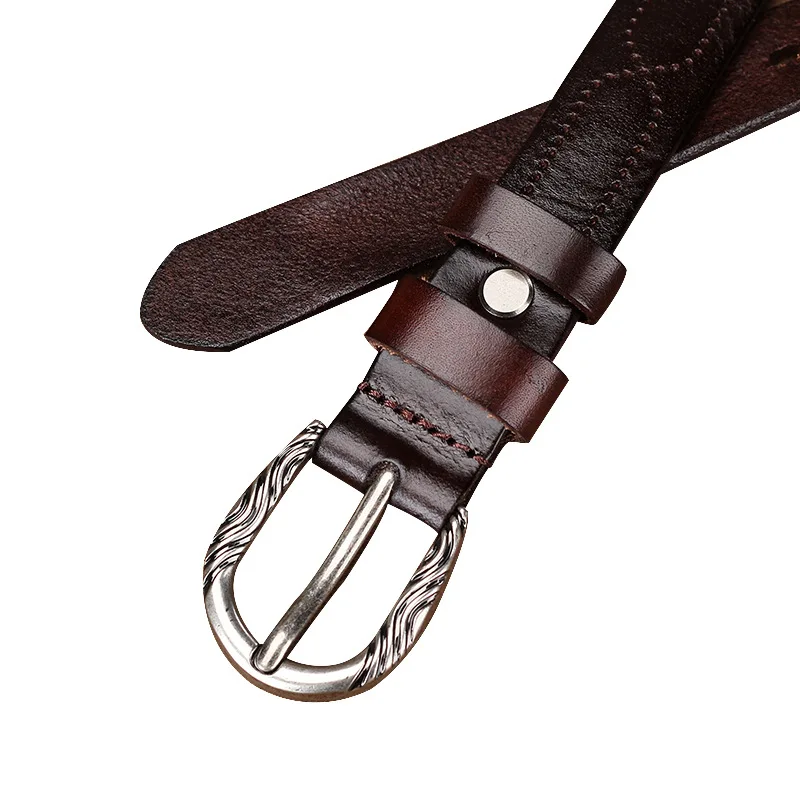 Versatile top layer cowhide, new vintage pin buckle, fashionable jeans, belt embellished belt