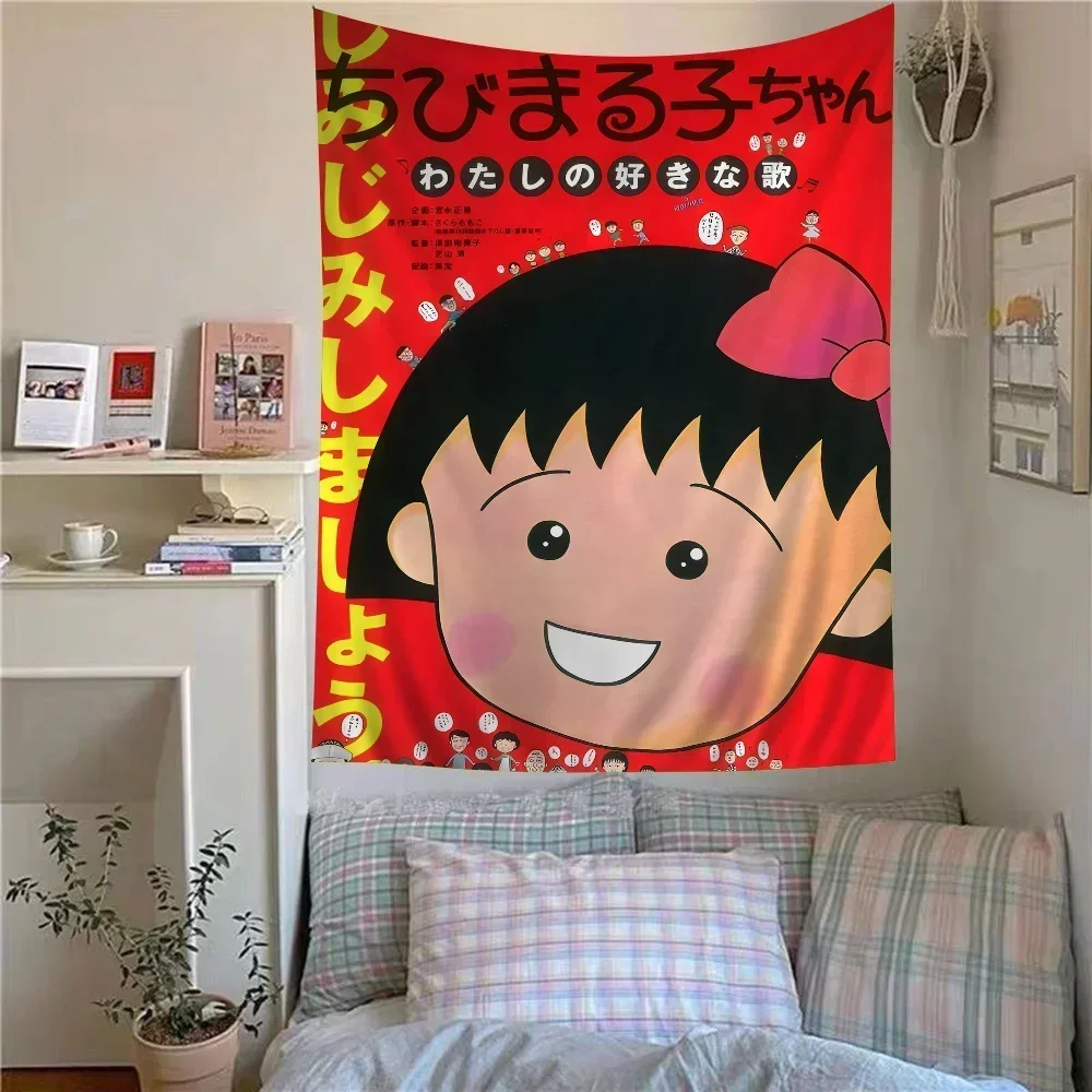 Cartoon Chibi Maruko Chan Colorful Tapestry Wall Hanging Bohemian Wall Tapestries Mandala Wall Art Decor