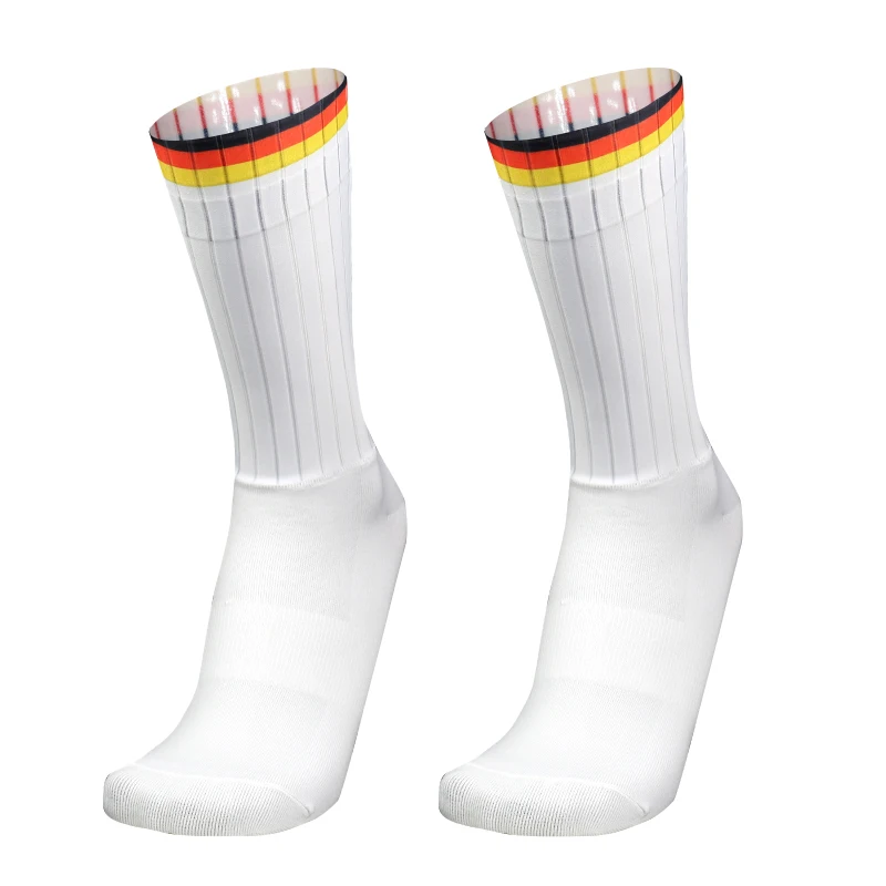 Calcetines a rayas Aero sin costuras para ciclismo profesional, medias antideslizantes de silicona para correr, deportes, bicicleta de carretera